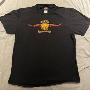 Harley Davidson motorcycles Orlando  fire eagle black graphic t shirt sz xl